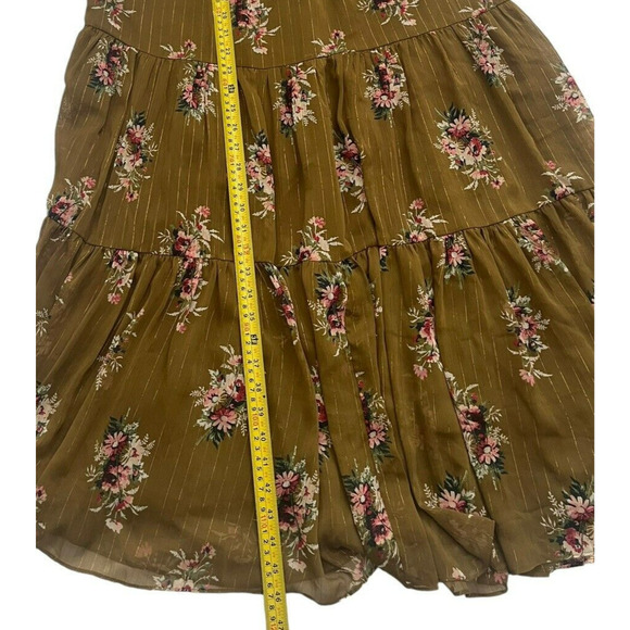 Madewell Tiered Midi Dress Fall Harvest Gold Floral Dress Cottage Boho Size 4 - Picture 5 of 14